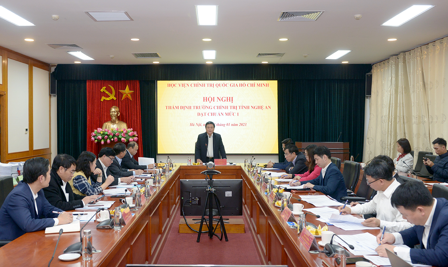 Hội nghị thẩm định, công nhận Trường Chính trị tỉnh Nghệ An đạt chuẩn mức 1